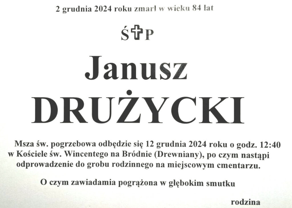 Janusz Drużycki - nekrolog